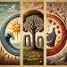 Triptyque représentant les trois modes des signes astrologiques.